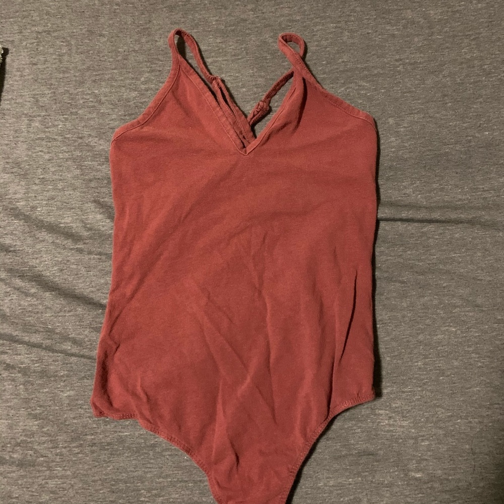 Burgundy spaghetti strap bodysuit